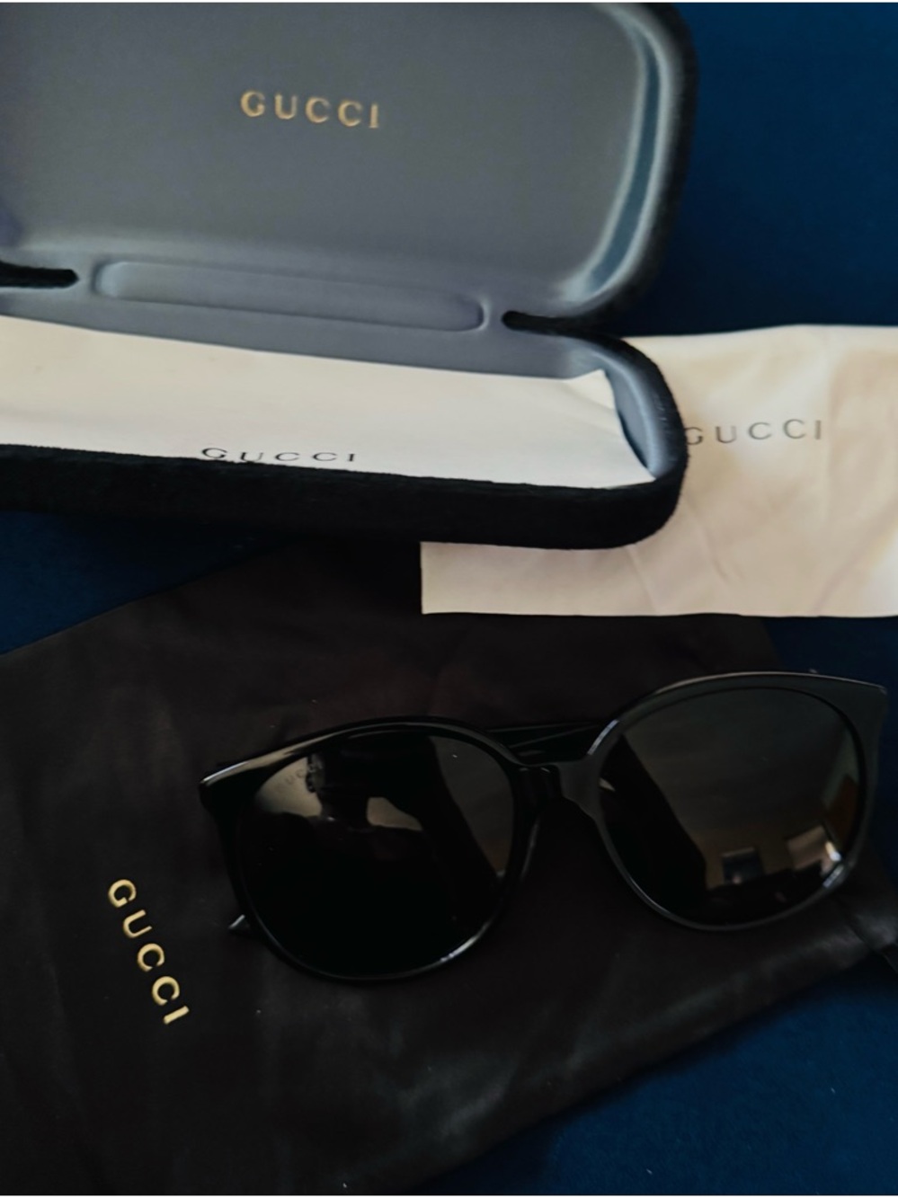 Gucci Black Glossy Cat-Eye Sunglasses